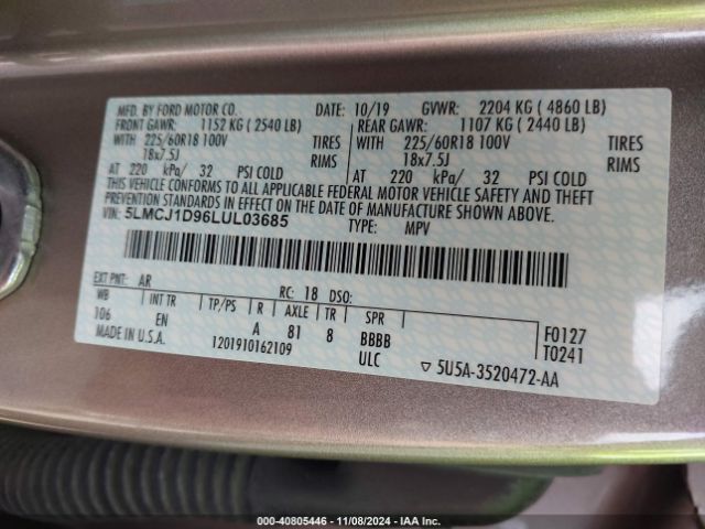 5LMCJ1D96LUL03685 Lincoln Corsair Standard