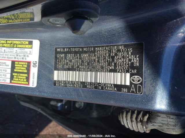 Toyota COROLLA LE 2016 2T1BURHEXGC565857 Image 9
