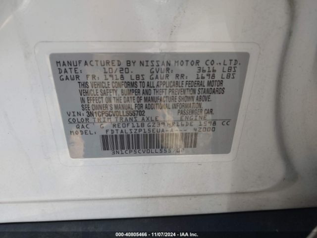 3N1CP5CV0LL555702 Nissan Kicks Sv Xtronic Cvt