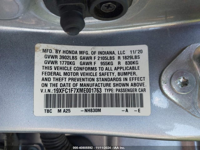 Honda Civic Ex-l 2021 19XFC1F7XME001763 Image 9