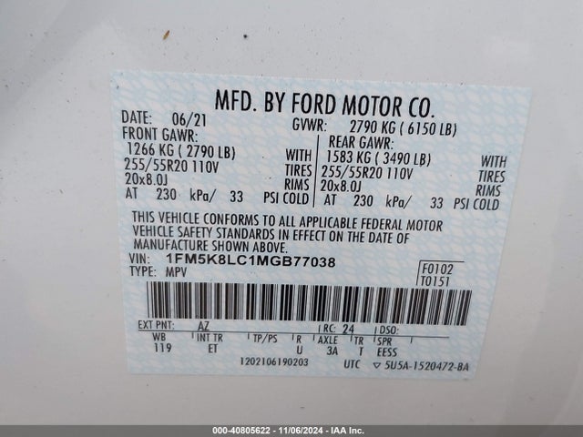 Ford Explorer King Ranch 2021 1FM5K8LC1MGB77038 Image 9