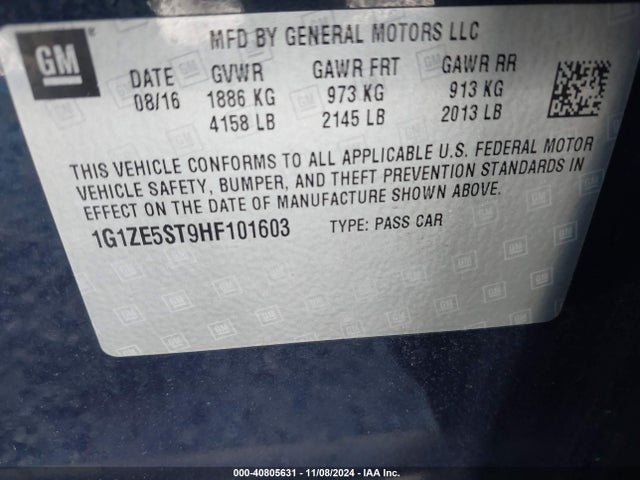 Chevrolet MALIBU 1LT 2017 1G1ZE5ST9HF101603 Image 9