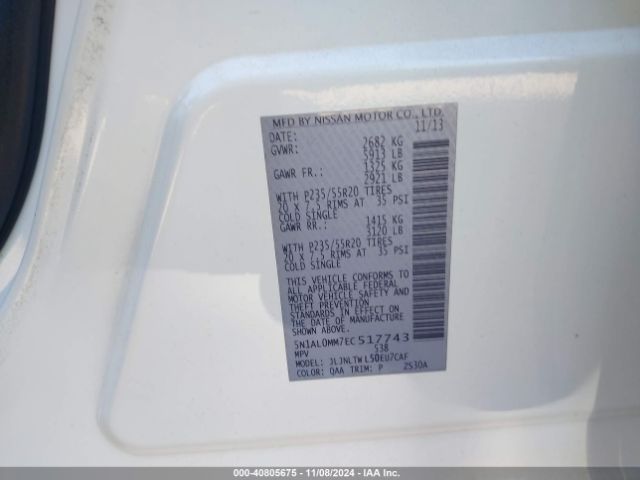 5N1AL0MM7EC517743 Infiniti QX60
