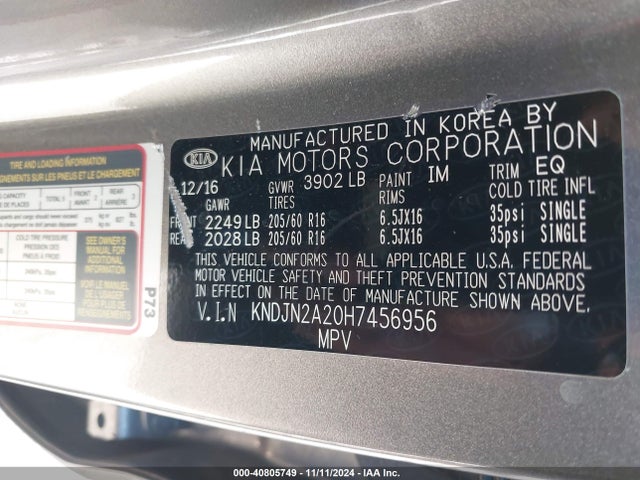 KIA Soul 2017 KNDJN2A20H7456956 Image 9