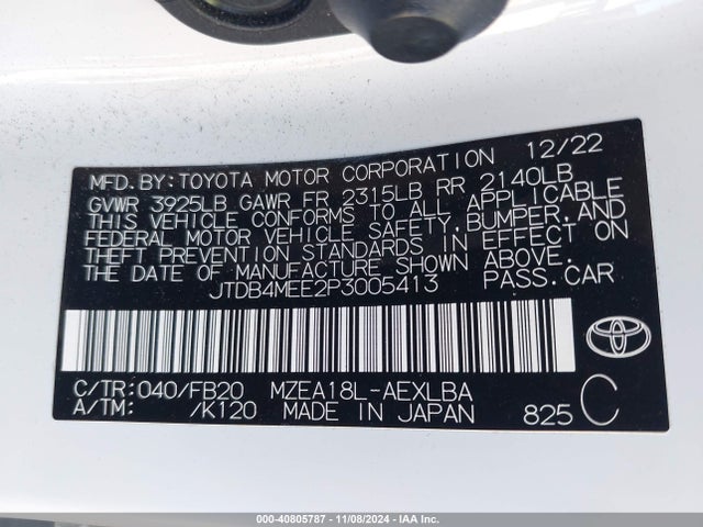 Toyota COROLLA LE 2023 JTDB4MEE2P3005413 Image 9
