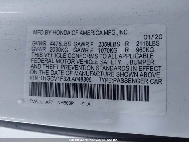 1HGCV1F32LA048895 Honda Accord Sport