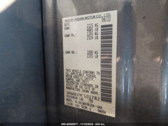 1N4AA6EV7PC501782 Nissan Maxima Sr Xtronic Cvt