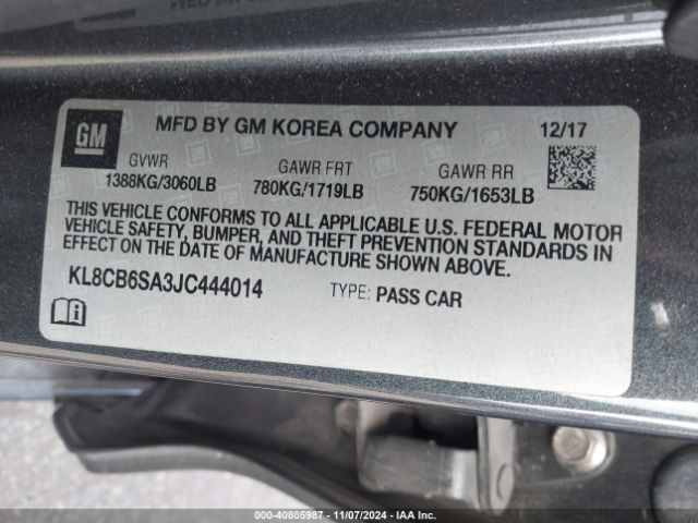 KL8CB6SA3JC444014 Chevrolet Spark Ls Cvt