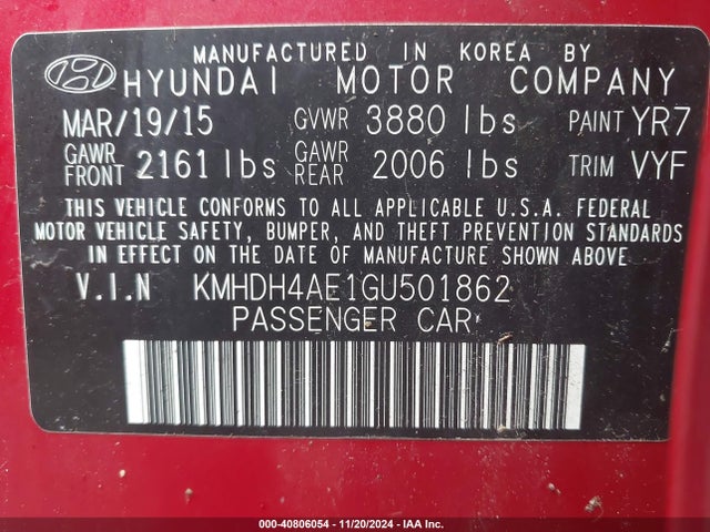 Hyundai ELANTRA SE 2016 KMHDH4AE1GU501862 Image 9
