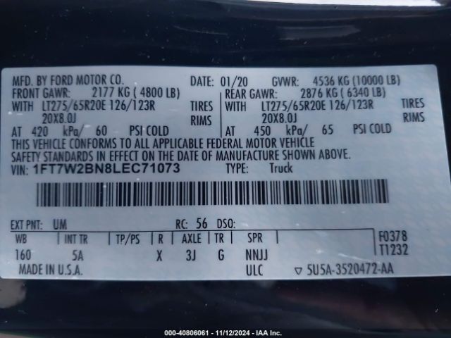 1FT7W2BN8LEC71073 Ford F-250 Lariat