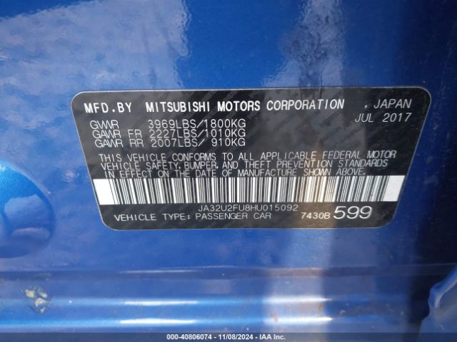 JA32U2FU8HU015092 Mitsubishi LANCER ES