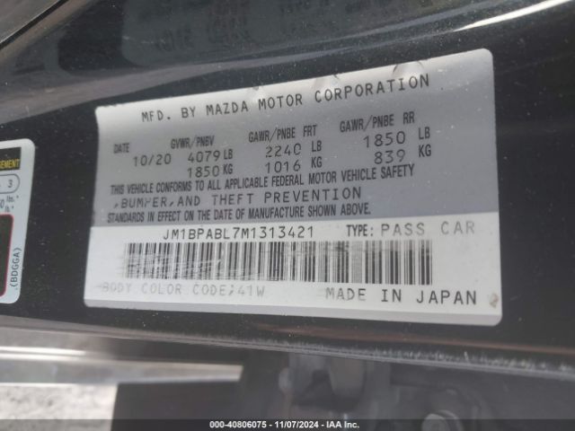 JM1BPABL7M1313421 Mazda Mazda3 Select