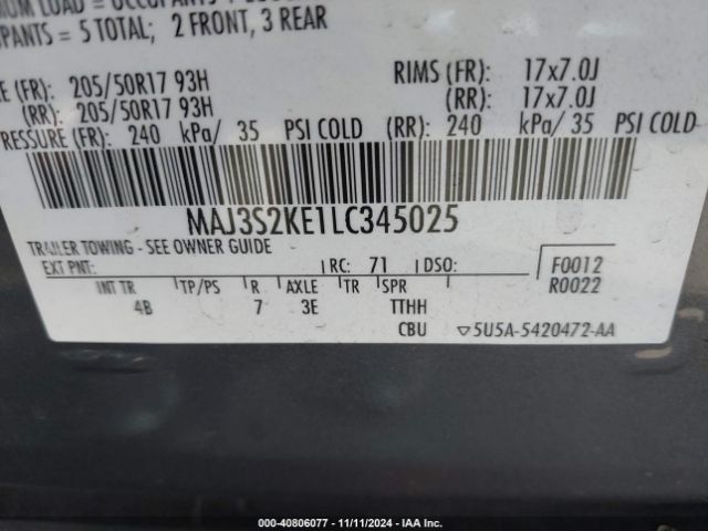 MAJ3S2KE1LC345025 Ford Ecosport Titanium