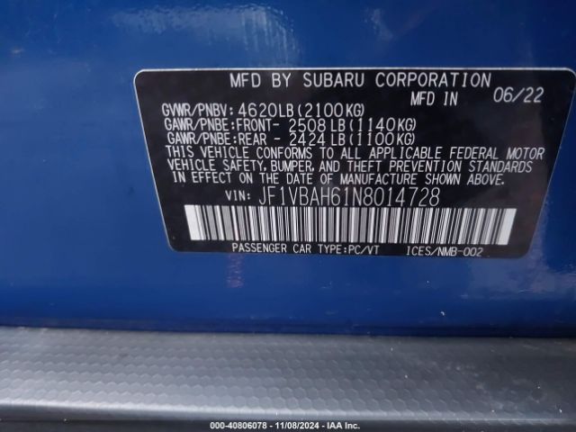 JF1VBAH61N8014728 Subaru Wrx Premium