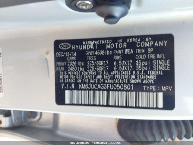 KM8JUCAG3FU050801 Hyundai TUCSON SE