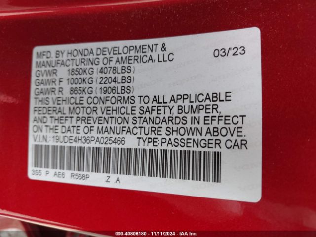 19UDE4H36PA025466 Acura Integra A-spec