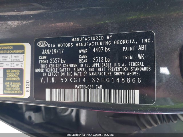 KIA Optima Lx 2017 5XXGT4L33HG148866 Image 9