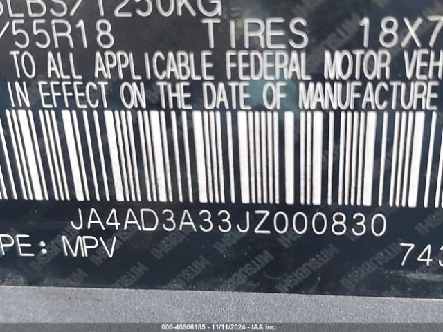 JA4AD3A33JZ000830 Mitsubishi Outlander Se