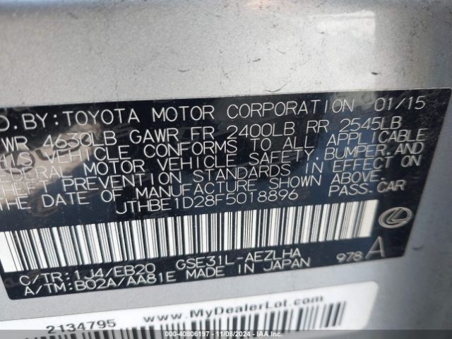 JTHBE1D28F5018896 Lexus IS 350