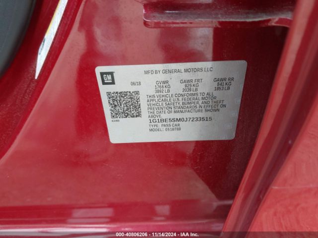 1G1BE5SM0J7233515 Chevrolet Cruze Lt Auto