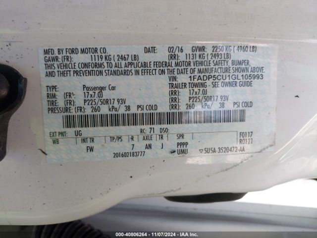 1FADP5CU1GL105993 Ford C-max Energi Sel