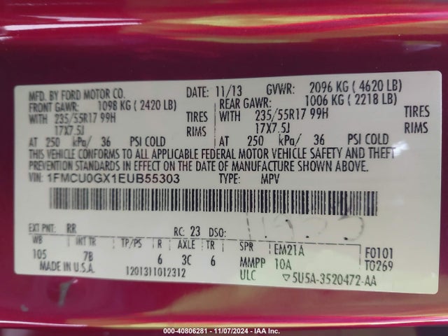 Ford ESCAPE SE 2014 1FMCU0GX1EUB55303 Image 9