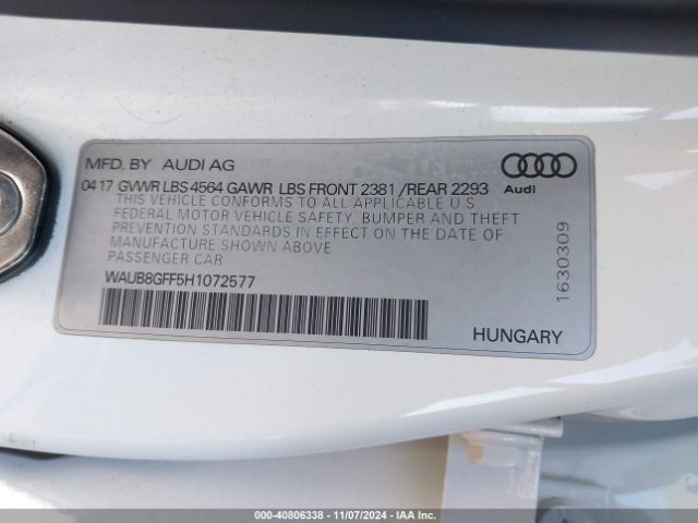 WAUB8GFF5H1072577 Audi A3 2.0t Premium