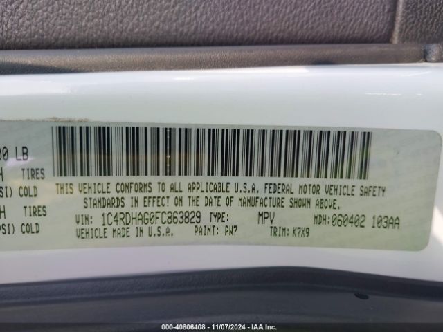 1C4RDHAG0FC863829 Dodge Durango Sxt