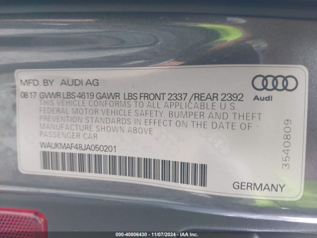 WAUKMAF48JA050201 Audi A4 2.0t Ultra Premium