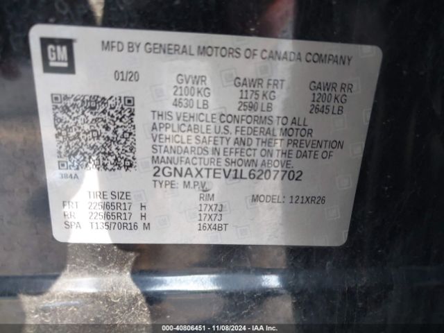 2GNAXTEV1L6207702 Chevrolet Equinox Awd 2fl