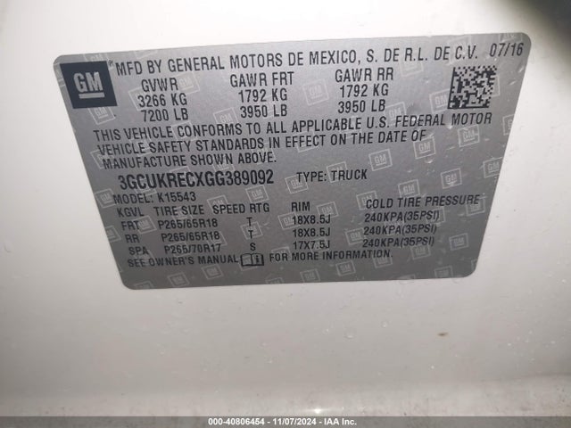 Chevrolet Silverado 1500 1lt 2016 3GCUKRECXGG389092 Image 9