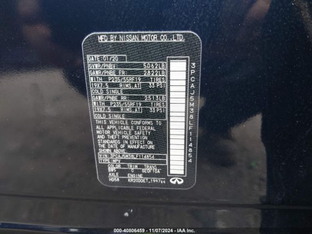 3PCAJ5M38LF114854 Infiniti Qx50 Luxe Awd