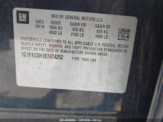 Chevrolet Cruze Ls Auto 2014 1G1PA5SH1E7474252 Image 9