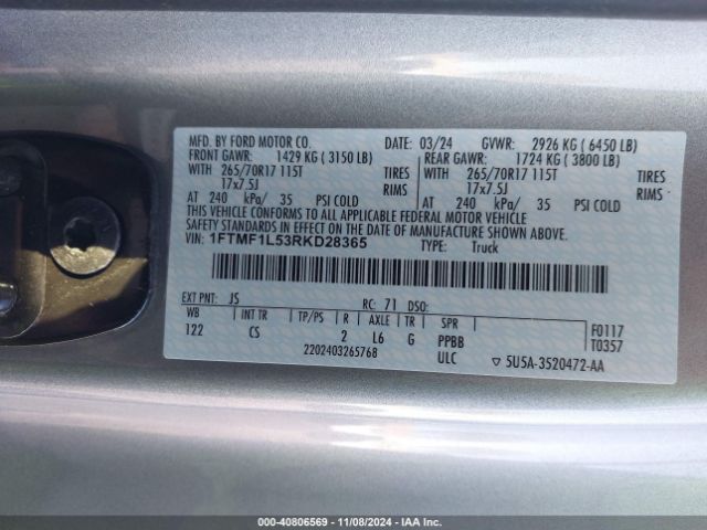 1FTMF1L53RKD28365 Ford F-150 Xl