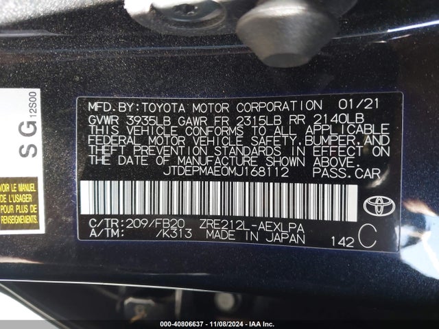 Toyota COROLLA LE 2021 JTDEPMAE0MJ168112 Image 9