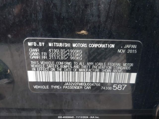JA32V2FW6GU004766 Mitsubishi LANCER ES