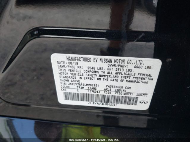 JN1EV7AP4LM202741 Infiniti Q50 LUXE