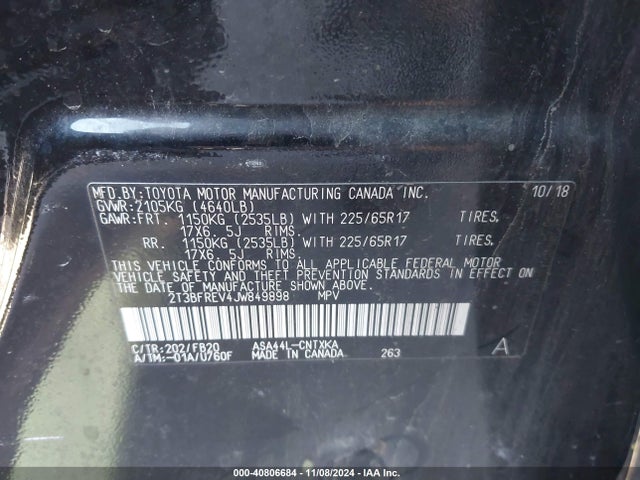 Toyota RAV4 LE 2018 2T3BFREV4JW849898 Image 9
