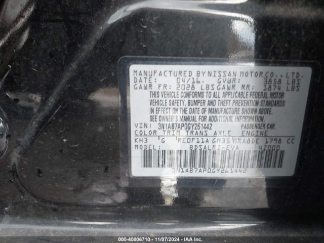 3N1AB7AP0GY261442 Nissan SENTRA SR