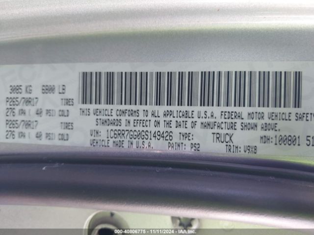 1C6RR7GG0GS149426 RAM 1500 Slt