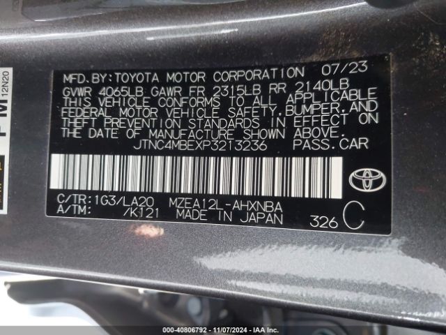 JTNC4MBEXP3213236 Toyota Corolla Xse