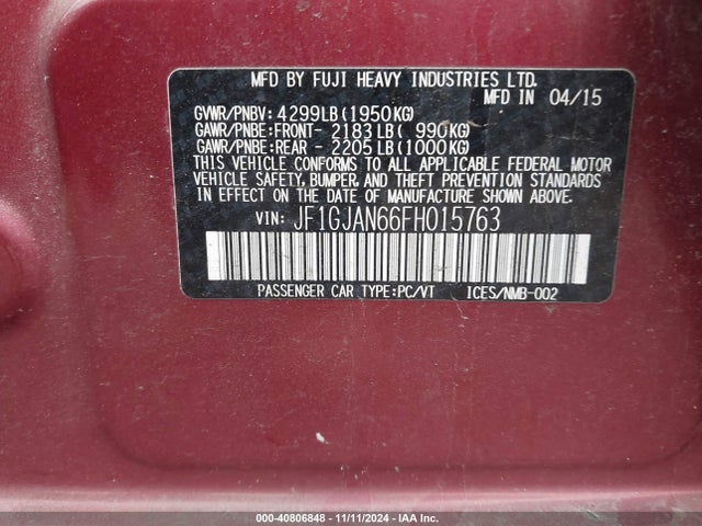 JF1GJAN66FH015763 Subaru Impreza 2.0i Limited