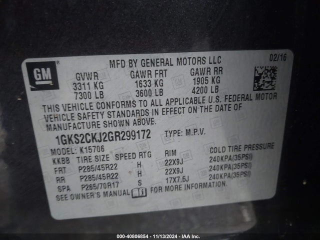 1GKS2CKJ2GR299172 GMC YUKON DENALI