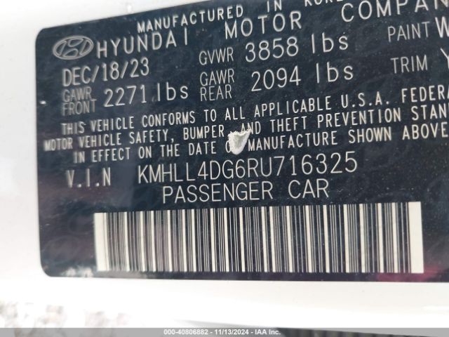 KMHLL4DG6RU716325 Hyundai ELANTRA SE
