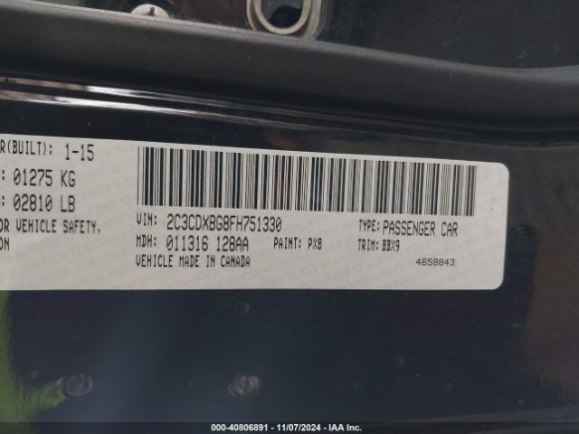 2C3CDXBG8FH751330 Dodge Charger Se