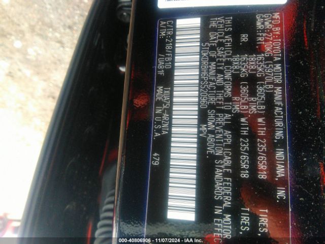 5TDKDRBH6PS520960 Toyota Highlander Le