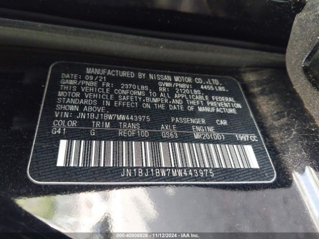 JN1BJ1BW7MW443975 Nissan Rogue Sport Sv Awd Xtronic Cvt