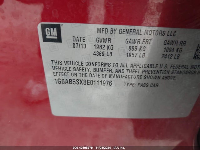 1G6AB5SX8E0111976 Cadillac ATS LUXURY