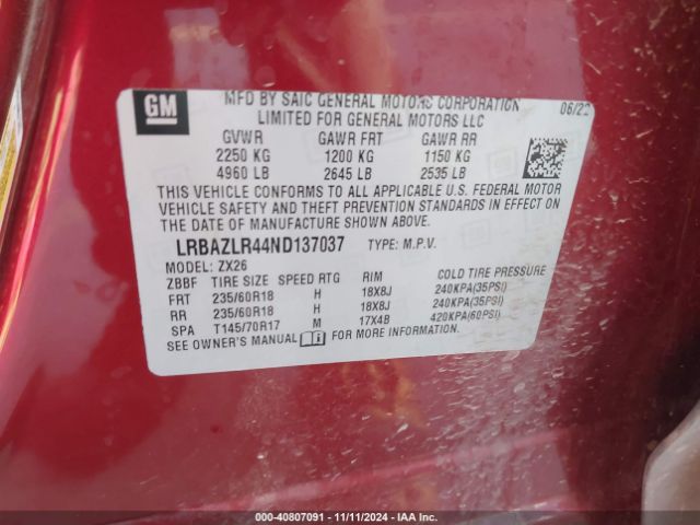 LRBAZLR44ND137037 Buick Envision Fwd Preferred