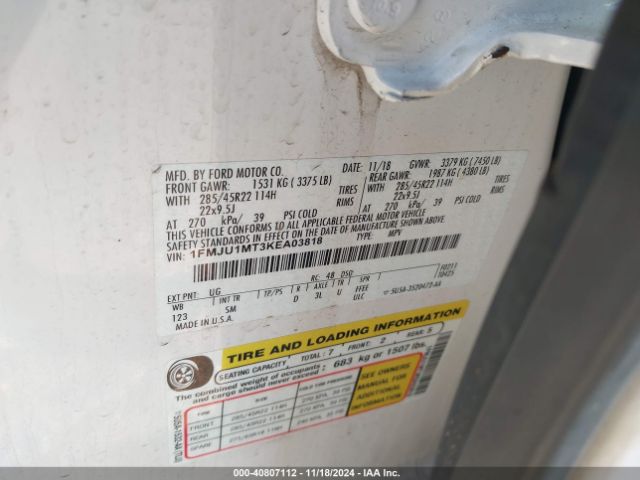 1FMJU1MT3KEA03818 Ford Expedition Platinum